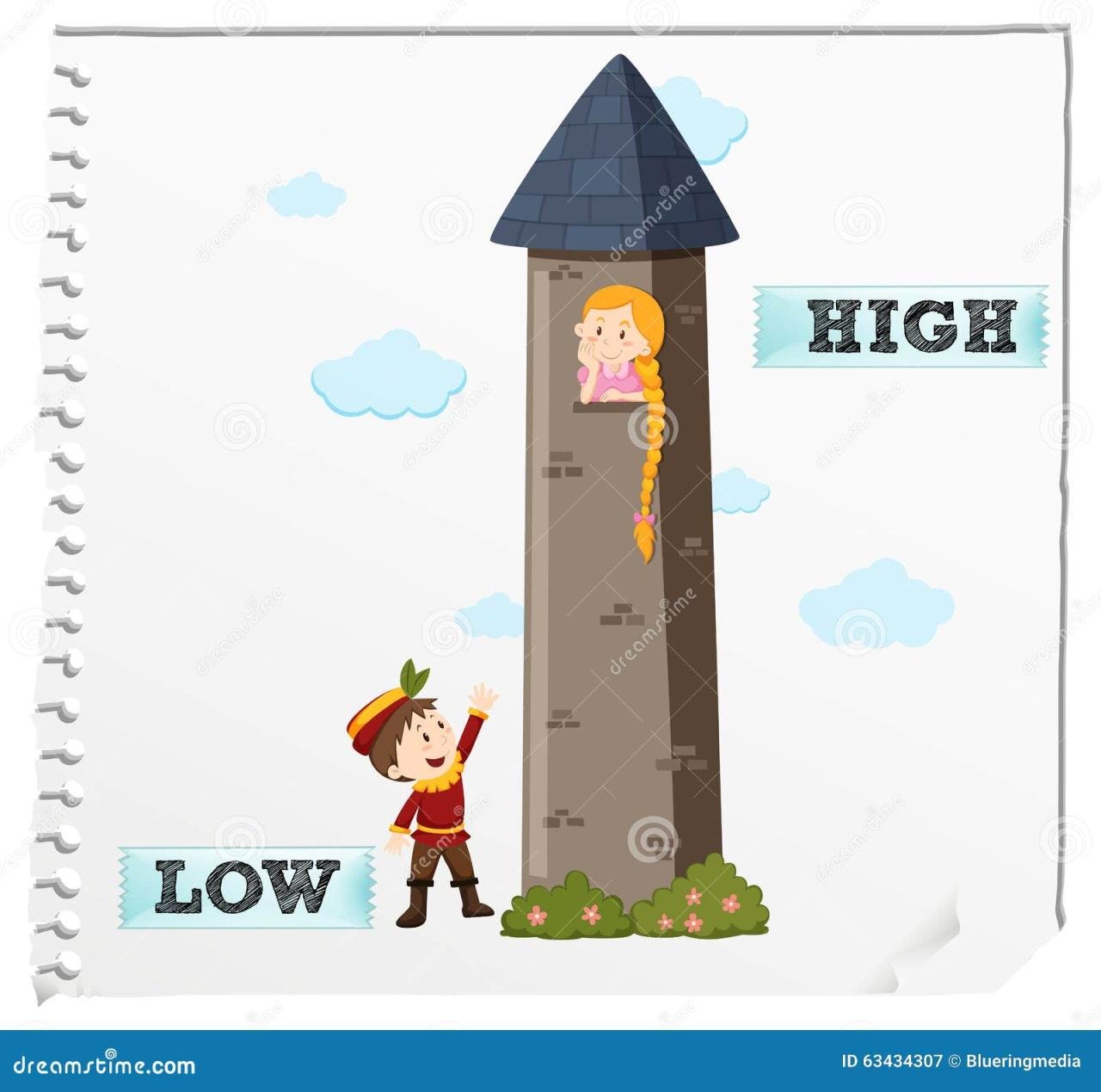 Opposite Adjectives Low And High Stock Vector - Image: 63434307 Opposite Adjectives Low And High Stock Vector - Image: 63434307