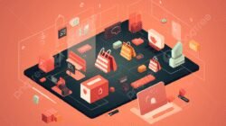 Image Of Shopping Mall Ecommerce With An Isometric Background, Product ...
